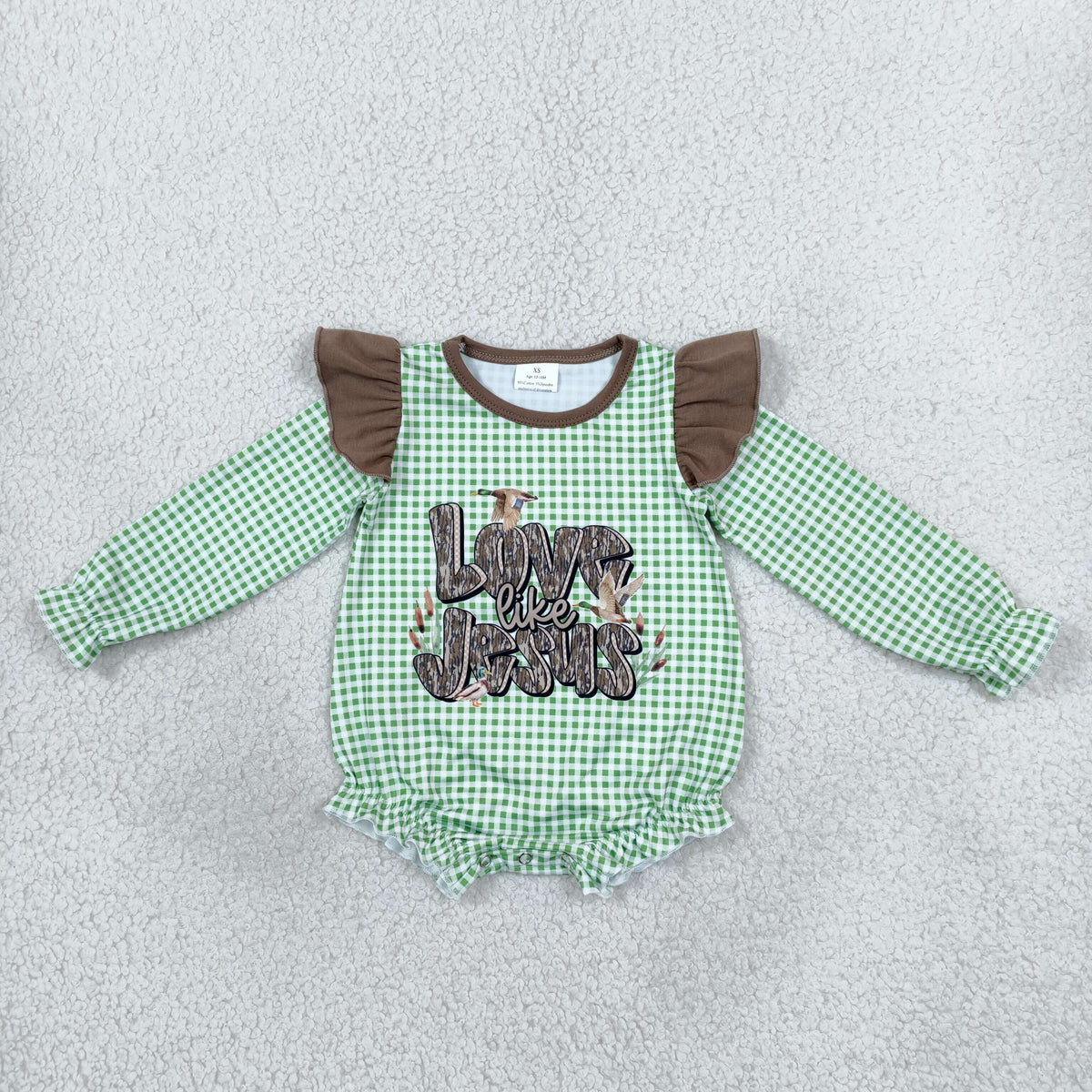 LR2551 Love Like Jesus Mallard Ducks Baby Girls Romper
