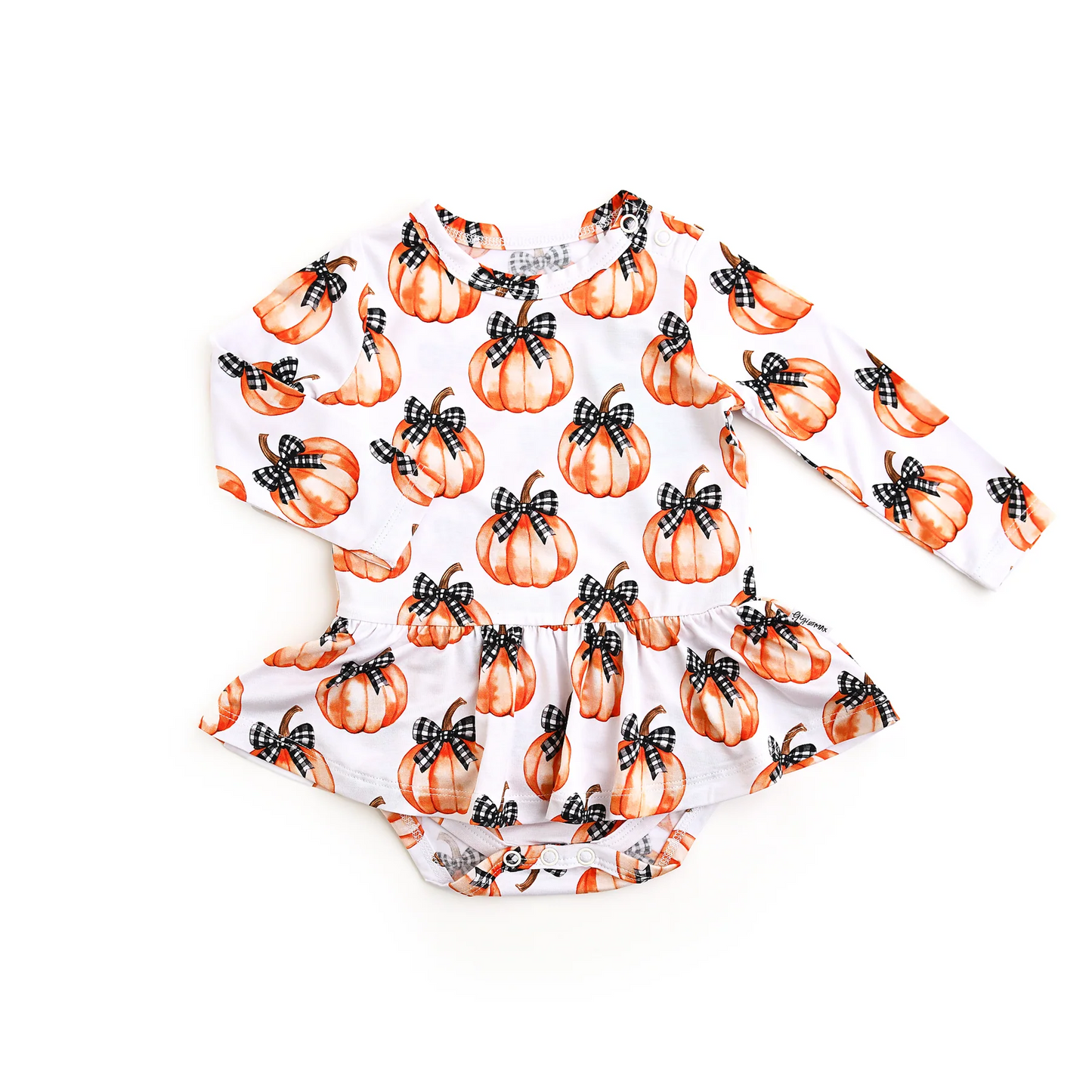 Preorder LR2556 Pumpkin Bows Long Sleeve Girls Bubble Romper 202508
