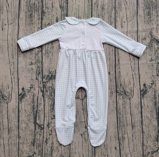 Preorder LR2560 Embroidered Pumpkin Plaid Doll Collar Long Sleeve Girls Romper with Socks 202508