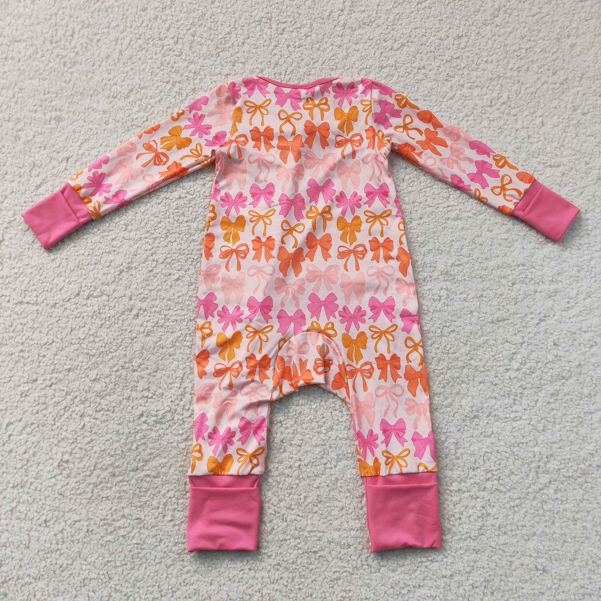 LR2567 Bows Rose Red Ruffle Zippy Long Sleeve Girls Romper 202607 RTS