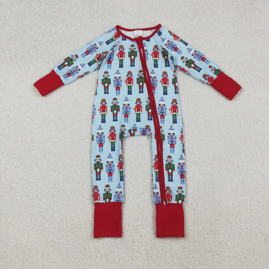 LR2599 Christmas Nutcracker Red Zipper Long Sleeve Boys Romper 202509 RTS