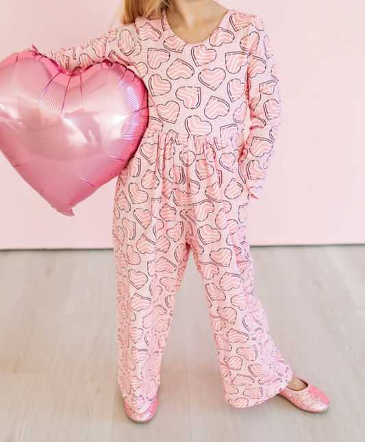 MOQ 8 Preorder LR2680 Valentine's Day Love Pattern Pink Long Sleeve Girls Romper 202509