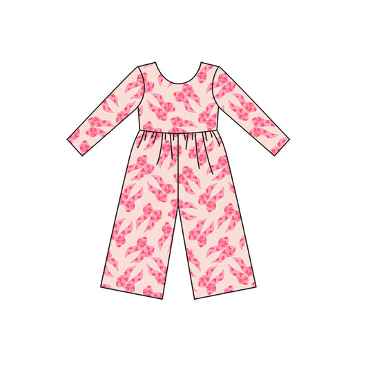 MOQ 8 preorder LR2709 Valentine’s Day Bows Love Long Sleeve Girls Overalls Jumpsuit  202509