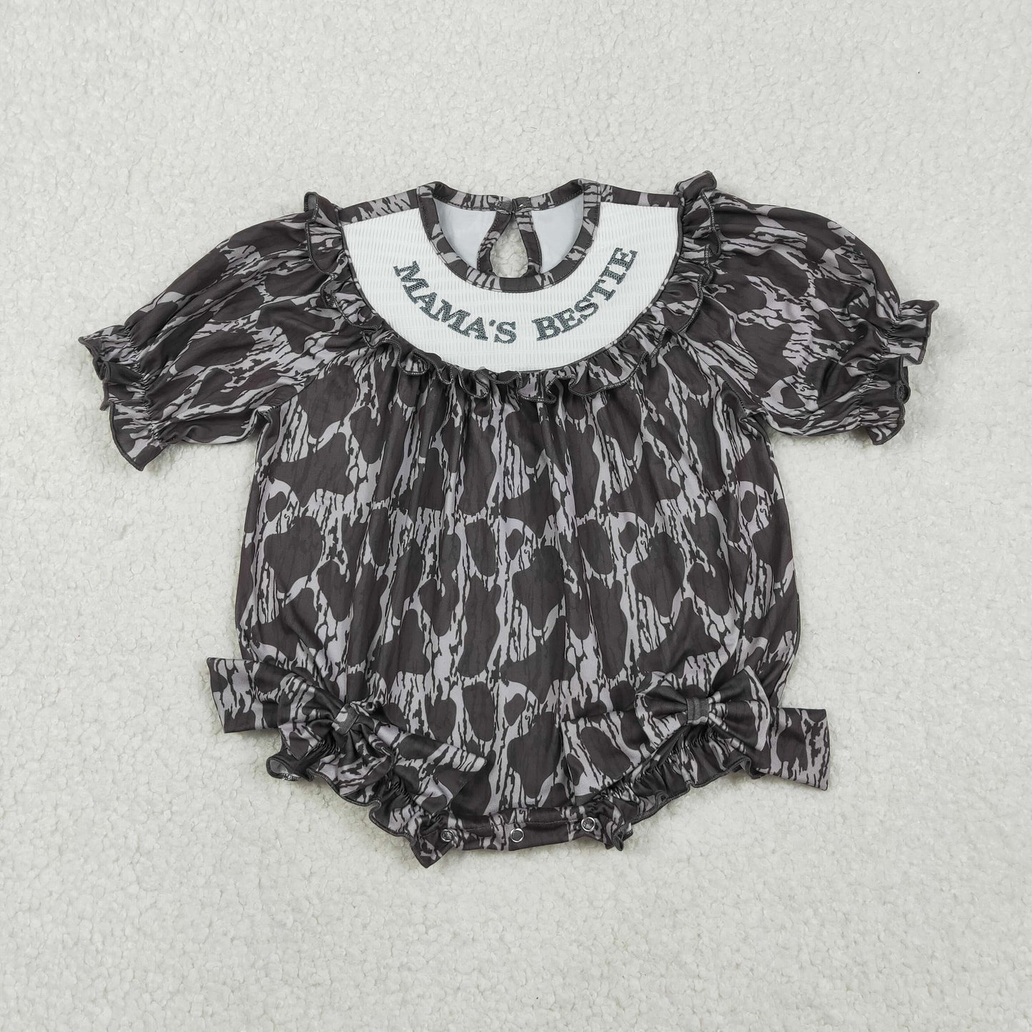 LR2727 Mama's Bestie Camouflage Ruffle Long Sleeve Girls Bubble Romper 202511 RTS