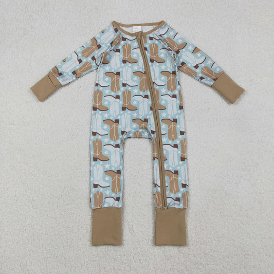 LR2734 Boots Star Khaki Zipper Long Sleeve Boys Romper 202510 RTS