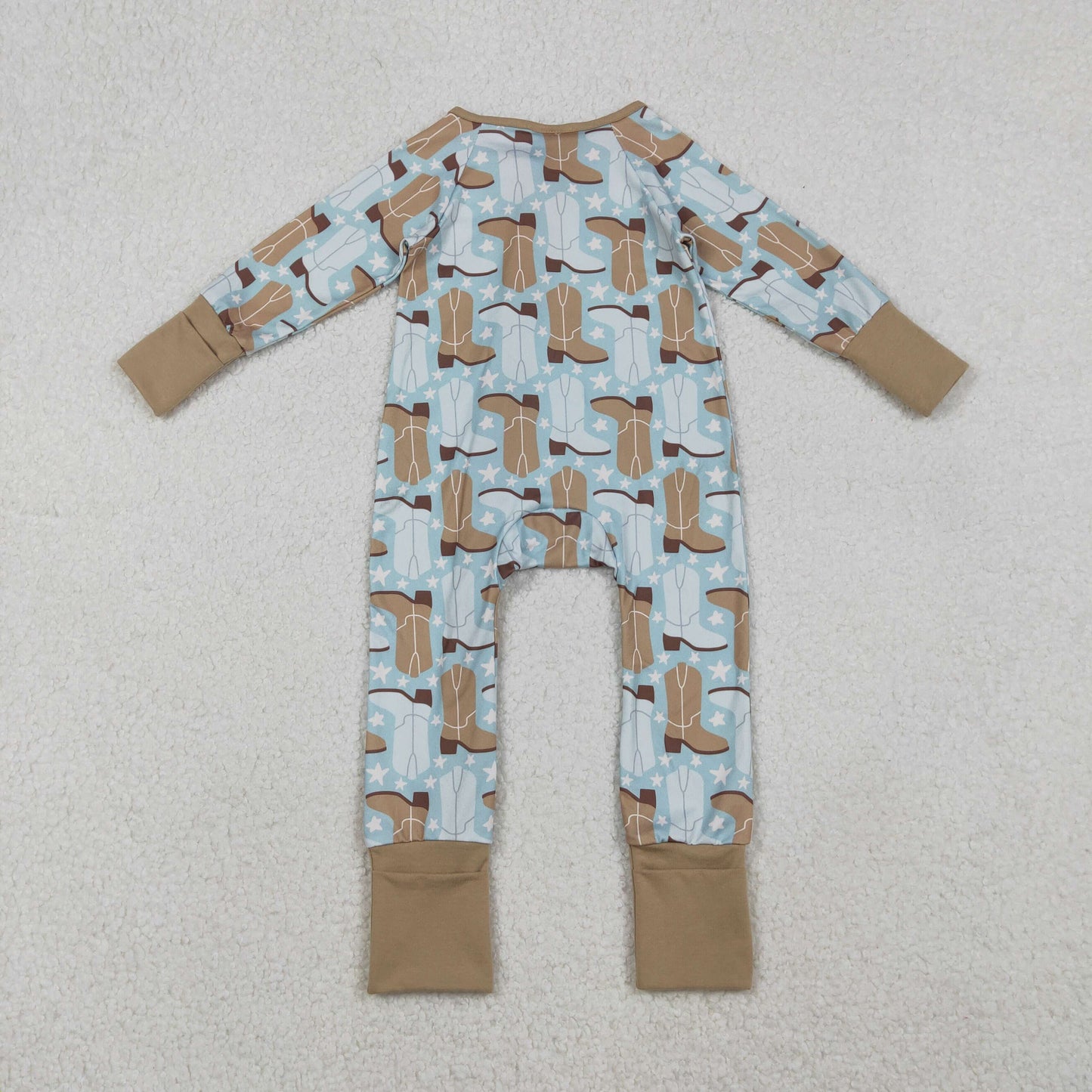 LR2734 Boots Star Khaki Zipper Long Sleeve Boys Romper 202510 RTS
