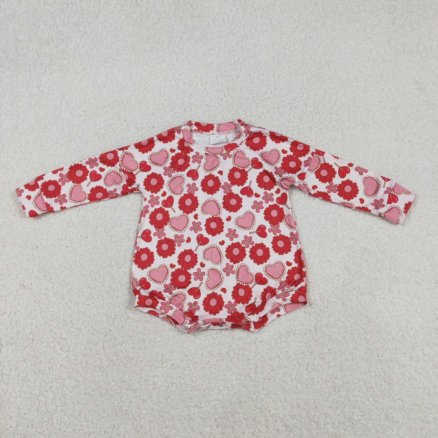 LR2758 Valentine's Day Love Flower Long-Sleeved Girls Bubble Romper 202512 RTS