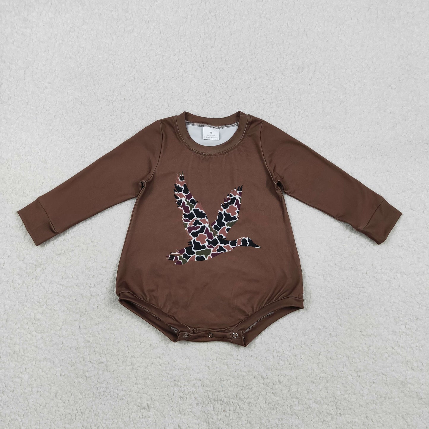 LR2777 Camouflage Duck Brown Long-Sleeved Girls Bubble Romper 202511 RTS
