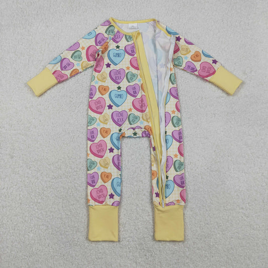 LR2778 Valentine's Day Yellow Long-Sleeved Girls Romper 202511 RTS