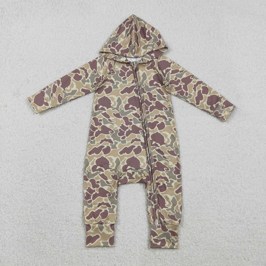 LR2812 Cool Boy Yellow Green Camouflage Hooded Zipper Long-Sleeved Romper 202512 RTS