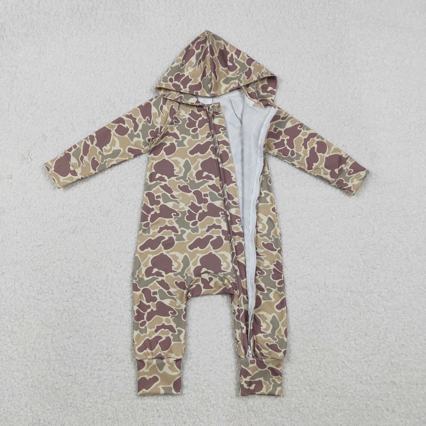 LR2812 Cool Boy Yellow Green Camouflage Hooded Zipper Long-Sleeved Romper 202512 RTS