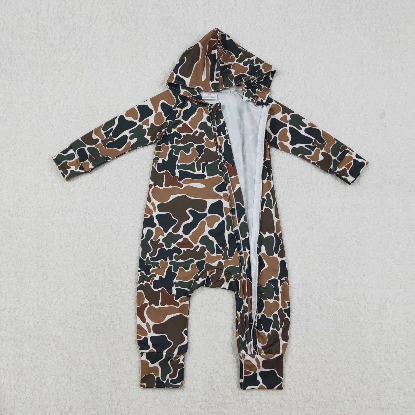 LR2815 Cool Boy Brown Green Camouflage Hooded Zipper Long-Sleeved Romper 202512 RTS