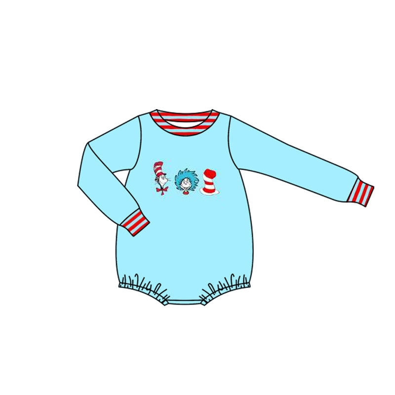 MOQ 5 preorder LR2832 Dr Seuss Blue Long-Sleeved Boys Bubble Romper 202510