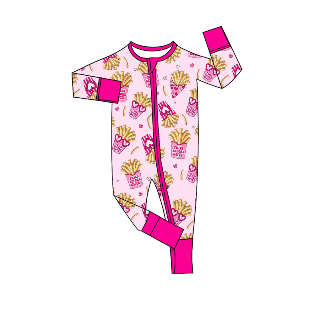 MOQ 5 preorder LR2843 Valentine's Day French Fries Heart Glasses Pink Long-Sleeved Girls Romper 202510