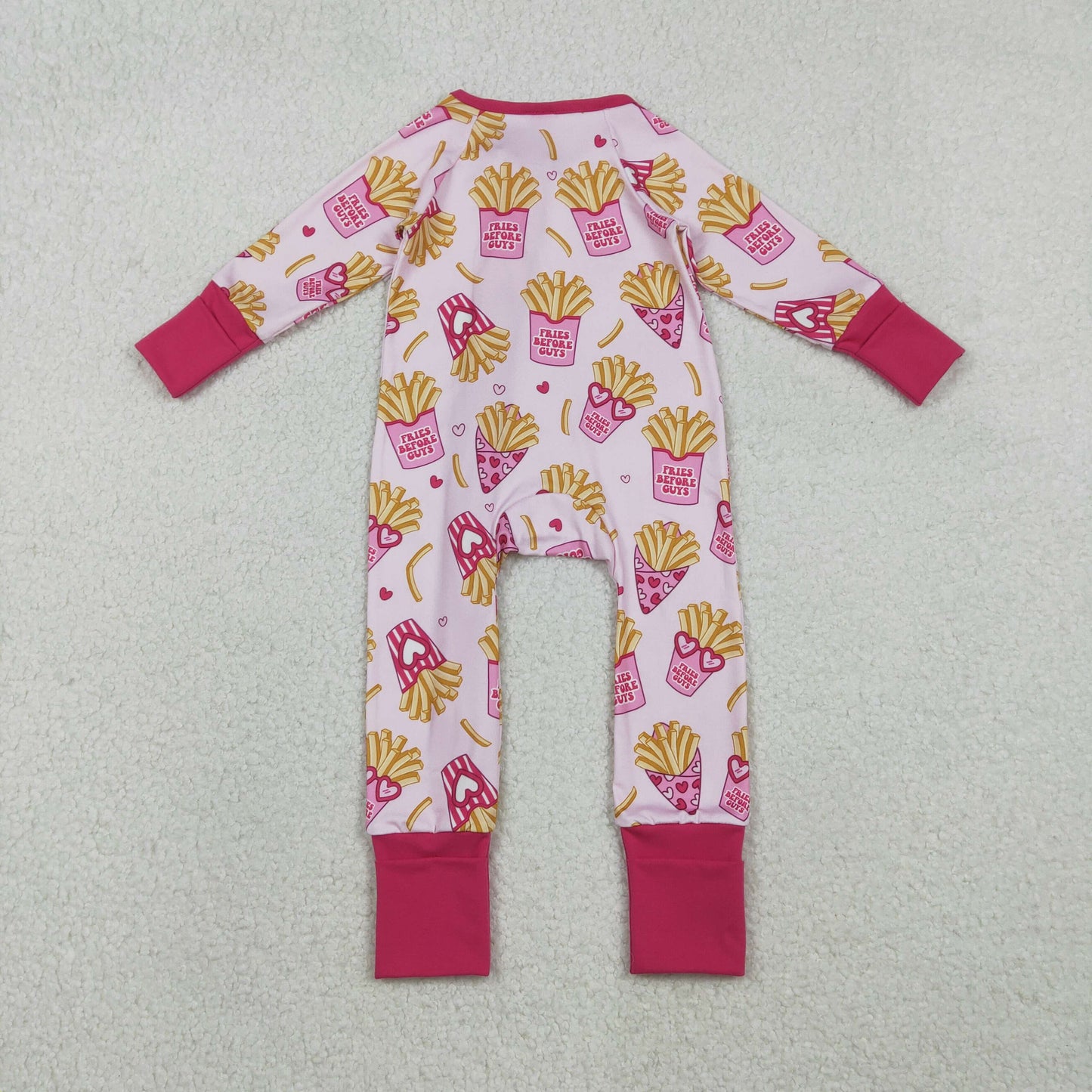 LR2843 Valentine's Day French Fries Heart Glasses Pink Long-Sleeved Girls Romper 202512 RTS