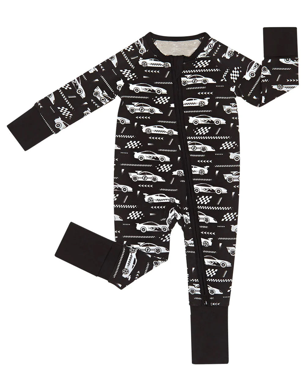MOQ 5 preorder LR2858 Racing Black Zipper Long-Sleeved Boys Romper 202510