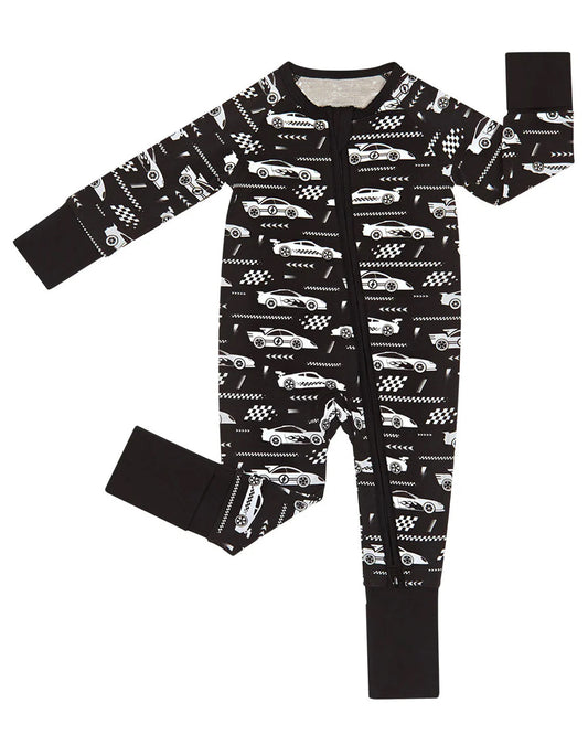 MOQ 5 preorder LR2858 Racing Black Zipper Long-Sleeved Boys Romper 202510