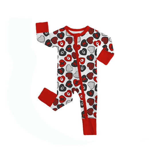MOQ 5 PCS preorder LR2882 Valentines Day XO Love Red Zip Long-Sleeved Boys Romper 202511