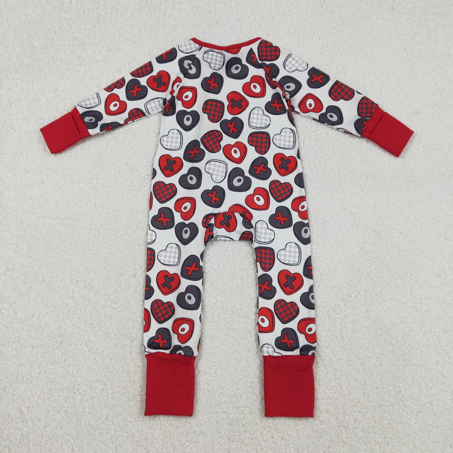 LR2882 Valentines Day XO Love Red Zip Long-Sleeved Boys Romper 202512 RTS