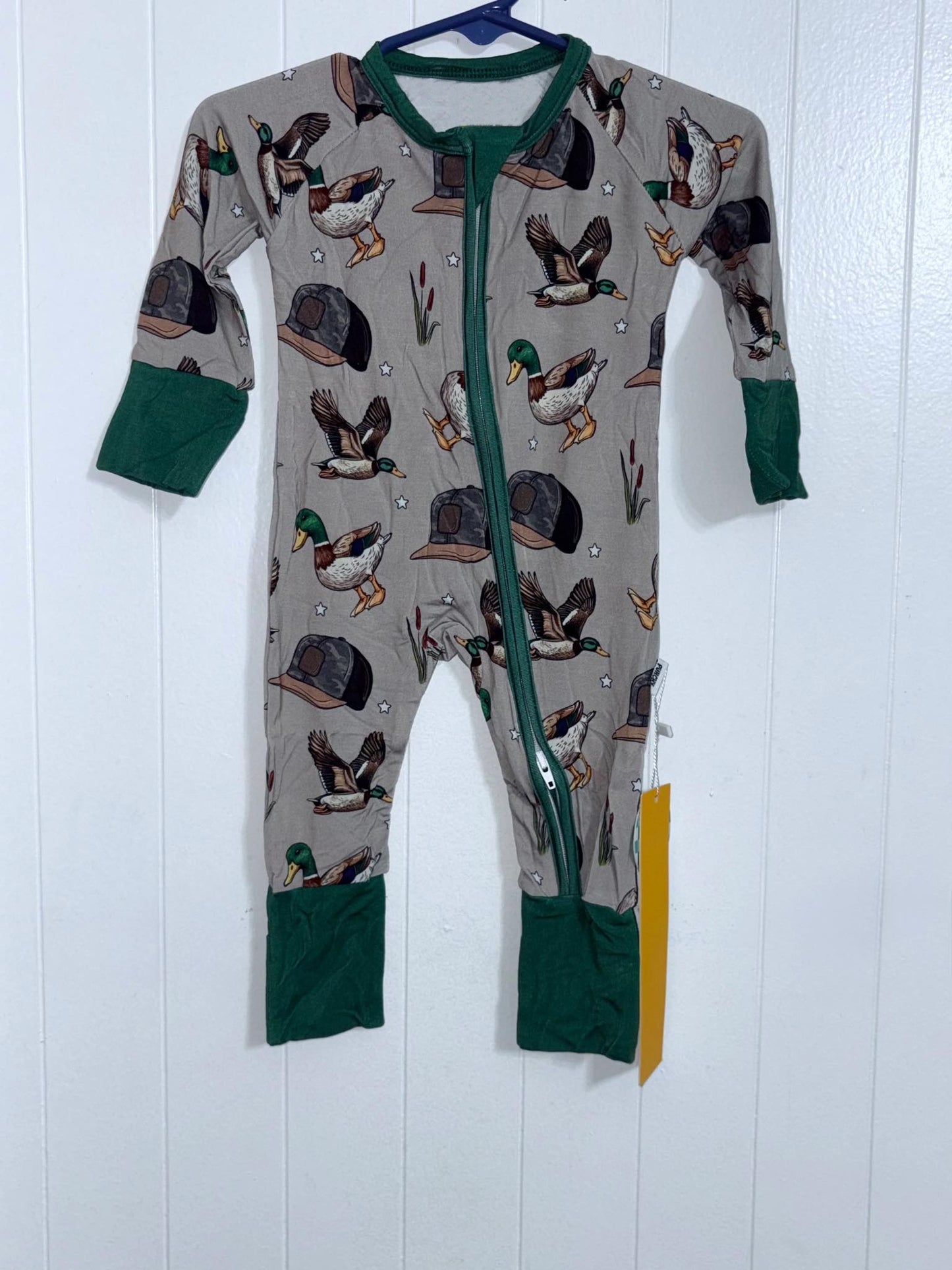 MOQ 5 PCS preorder LR2886 Duck Hunting Dark Green Gray Long-Sleeved Boys Romper 202511