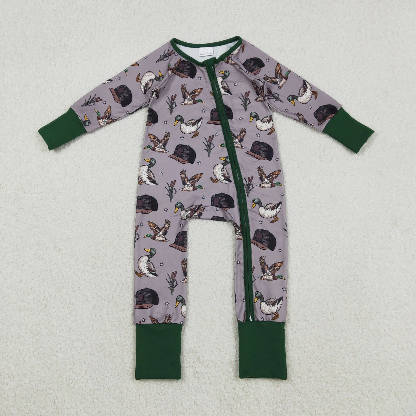 LR2886 Duck Hunting Dark Green Gray Long-Sleeved Boys Romper 202512 RTS