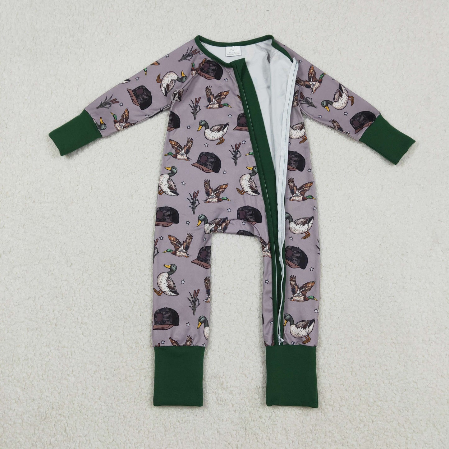 LR2886 Duck Hunting Dark Green Gray Long-Sleeved Boys Romper 202512 RTS