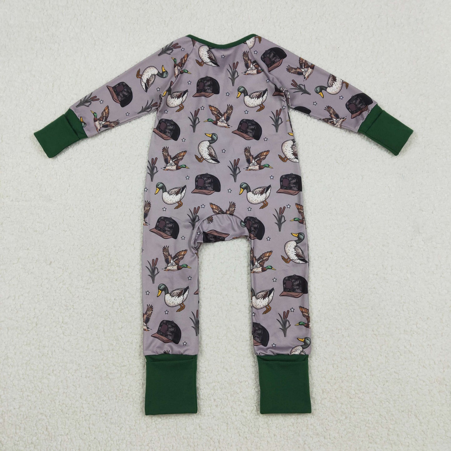 LR2886 Duck Hunting Dark Green Gray Long-Sleeved Boys Romper 202512 RTS