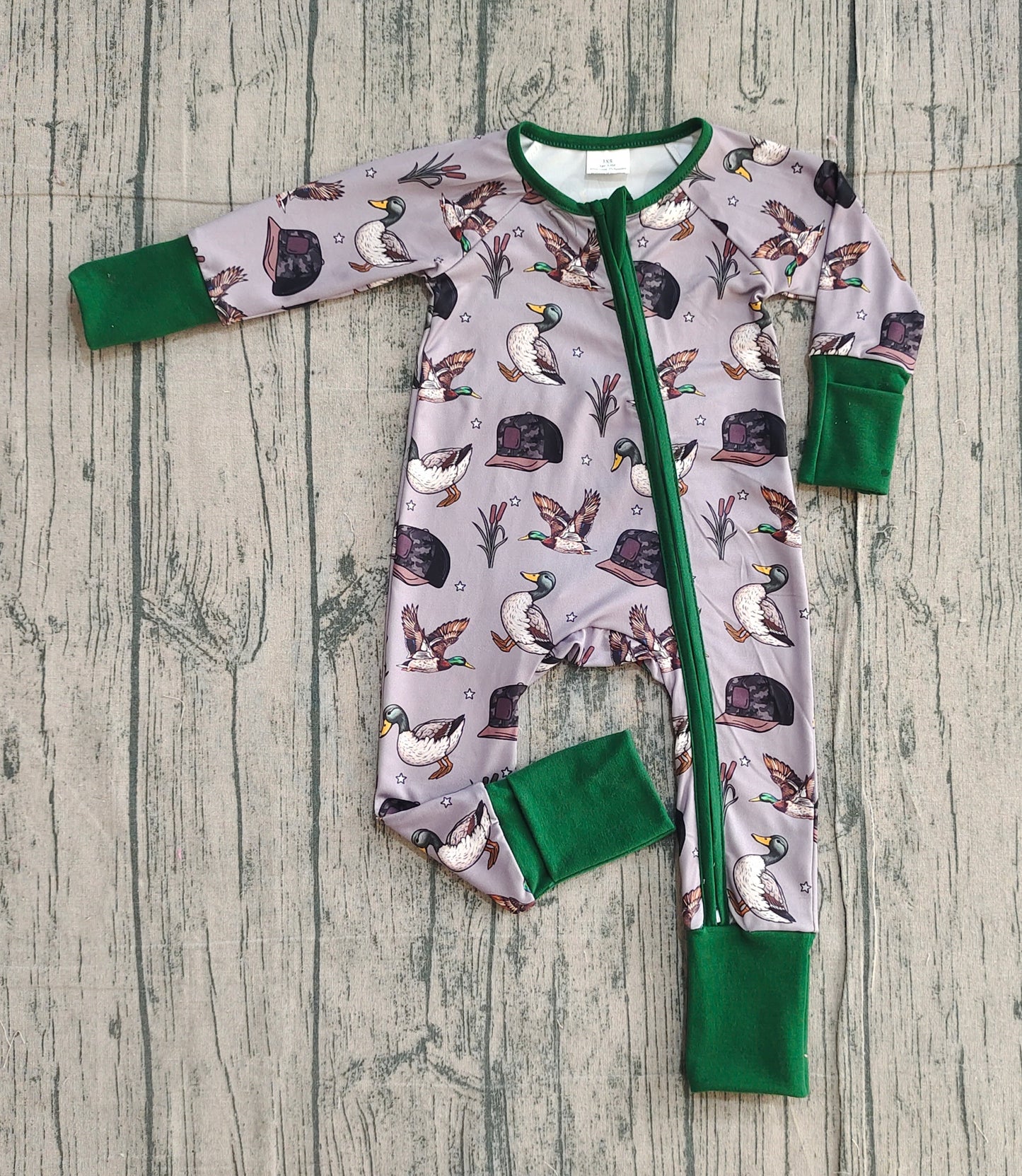 LR2886 Duck Hunting Dark Green Gray Long-Sleeved Boys Romper 202512 RTS