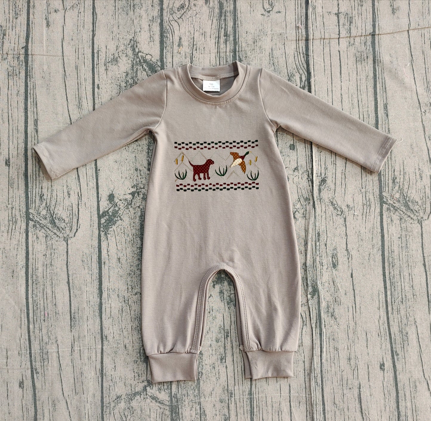 NO MOQ preorder LR2909 Puppy Duck Gray Long-Sleeved Boys Romper 202512