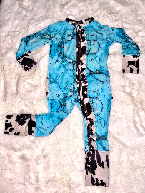 MOQ 5 PCS preorder LR2912 Ink-Painted Ruffle Zip Long-Sleeved Girls Romper 202511