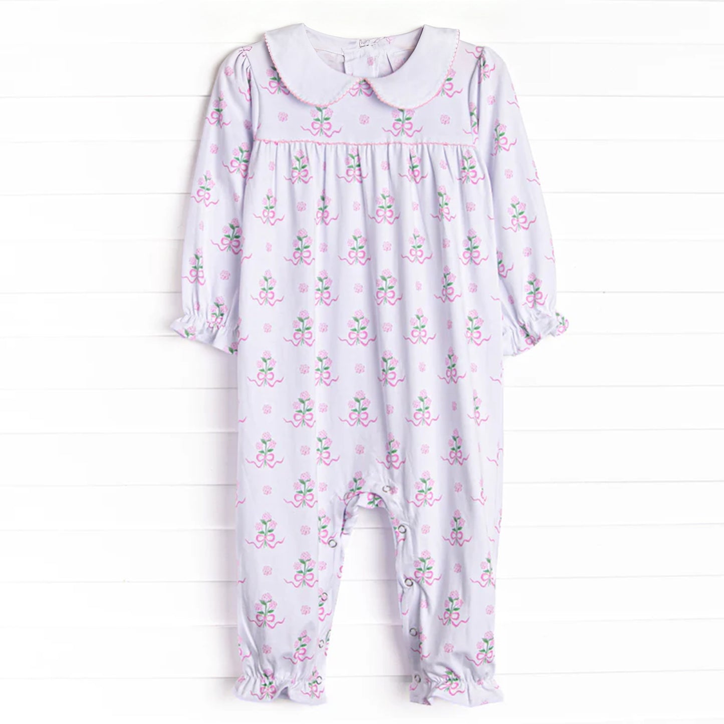 MOQ 5 PCS preorder LR2916 Flower Bows Doll Collar Long-Sleeved Girls Romper 202511