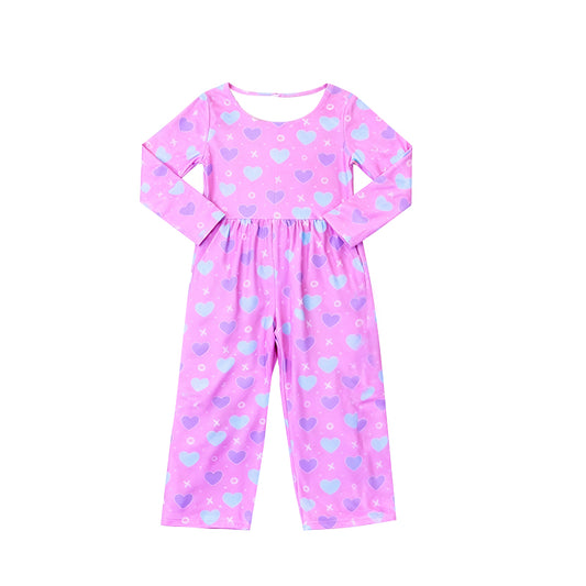 MOQ 5 PCS Preorder LR2922 Valentines Day Love Purple Pink Long Sleeve Girls Overalls Jumpsuits 202511