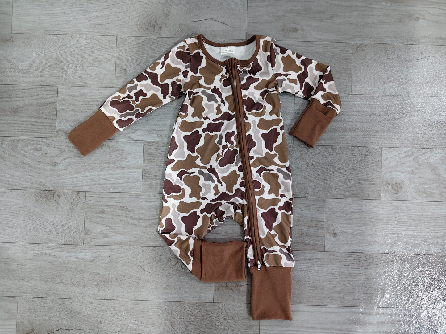 NO MOQ preorder LR2948 Light Brown Green Camouflage Zip Long-Sleeved Boys Romper 202607
