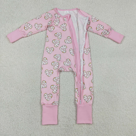 LR2960 Valentines Day Love Pink Zip Long-Sleeved Girls Romper 202512 RTS