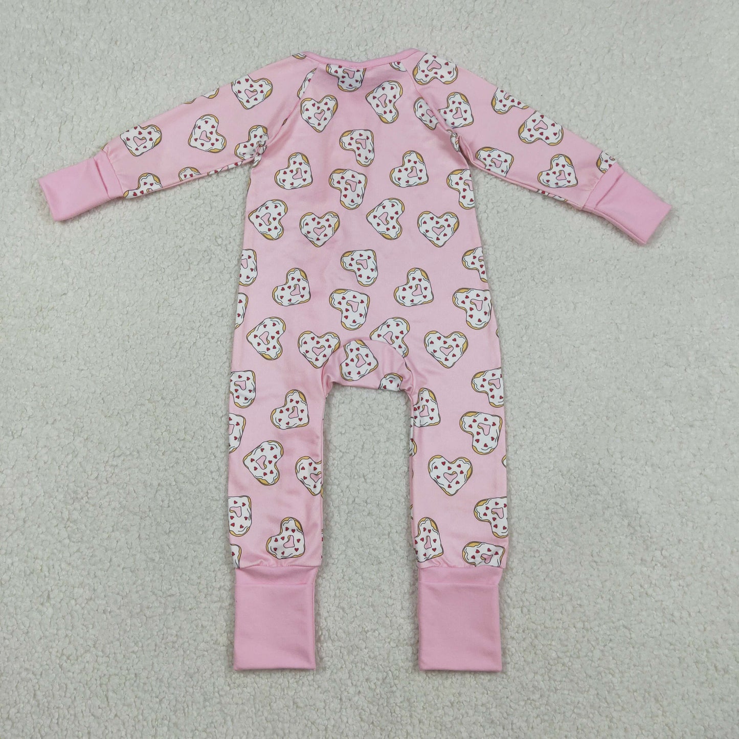 LR2960 Valentines Day Love Pink Zip Long-Sleeved Girls Romper 202512 RTS