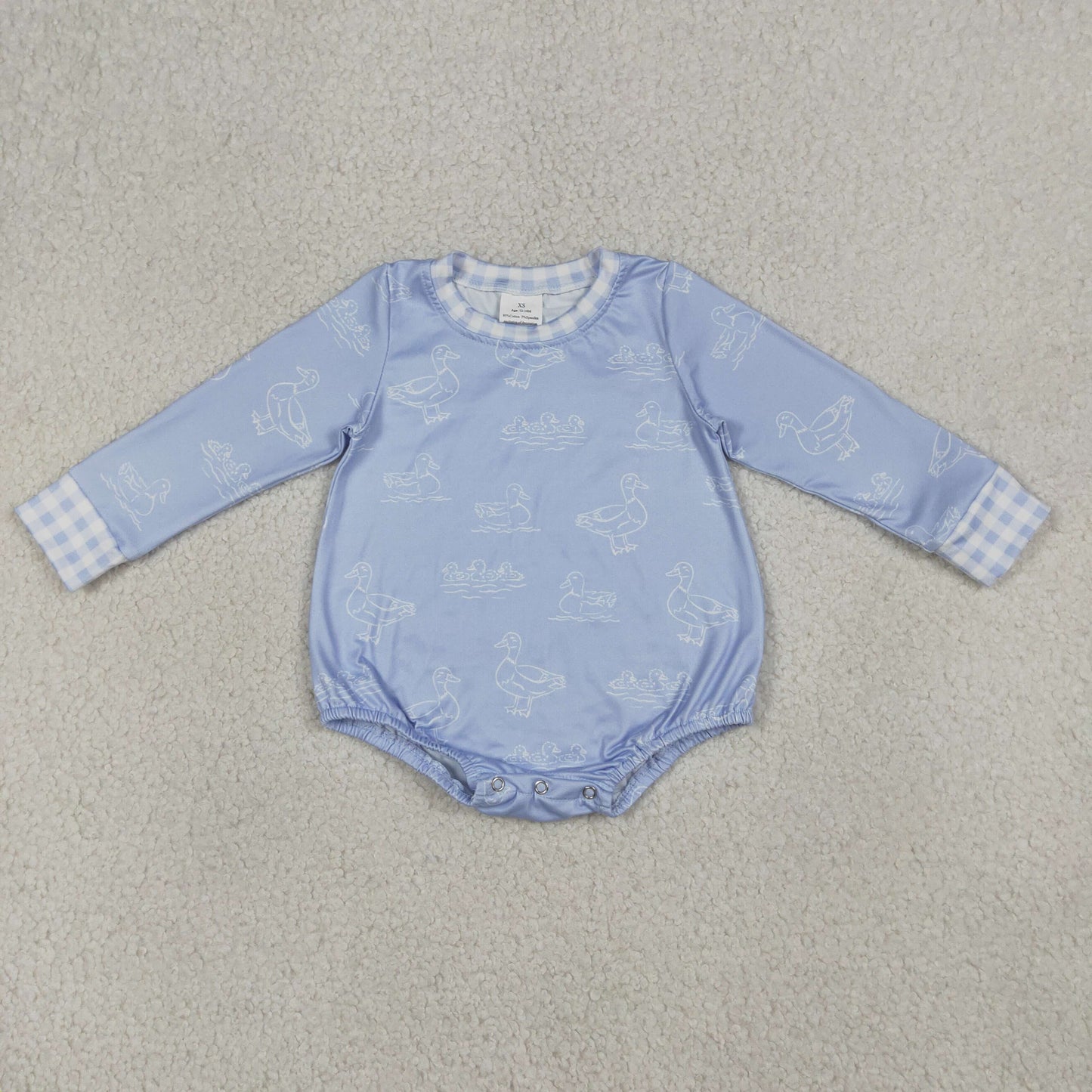 LR2969 Duck Blue Long-Sleeved Boys Bubble Romper 202604 RTS