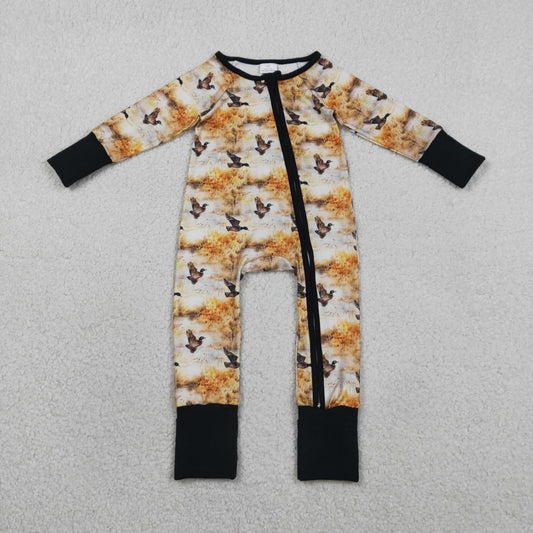 LR2986 Duck Hunting Black Zip Long-Sleeved Boys Romper 202602 RTS
