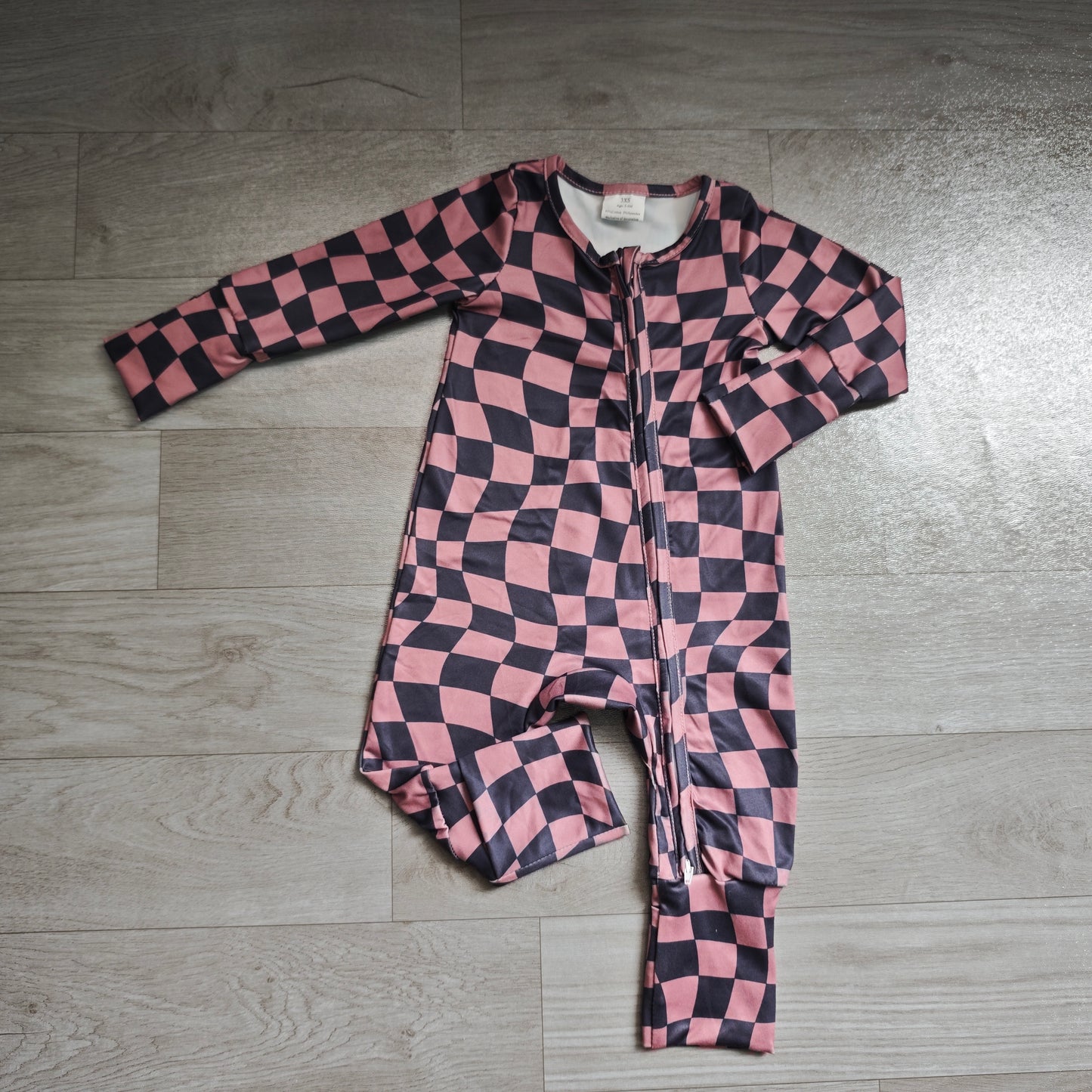 NO MOQ preorder LR3115 Brown Black Plaid Zip Long Sleeve Boys Romper 202607