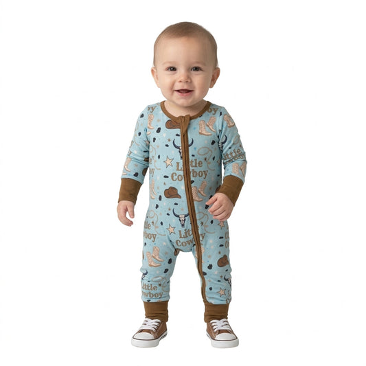 LR3124 Western Little Cowboy Baby Sleepers Romper 202609 RTS