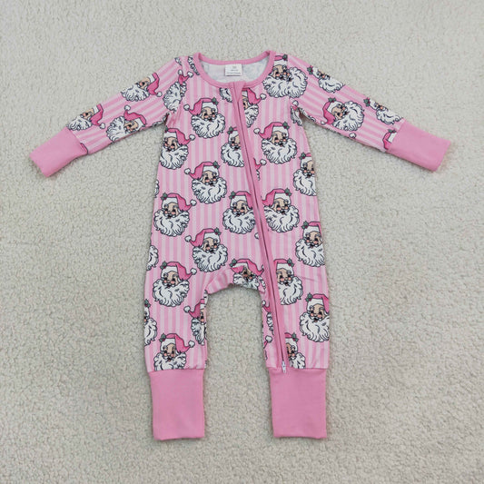 LR3125 Christmas Santa Pink Baby Sleepers Romper