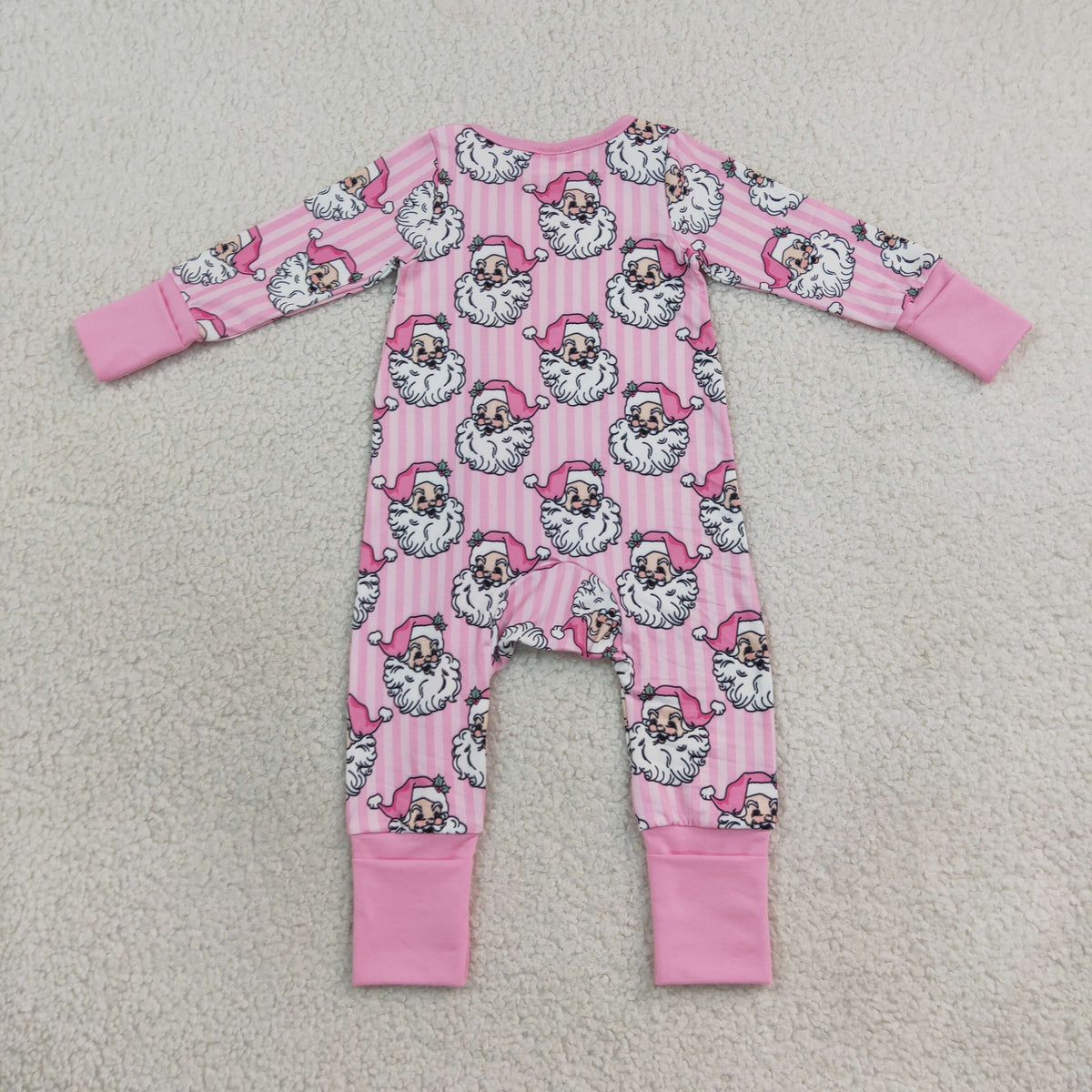 LR3125 Christmas Santa Pink Baby Sleepers Romper