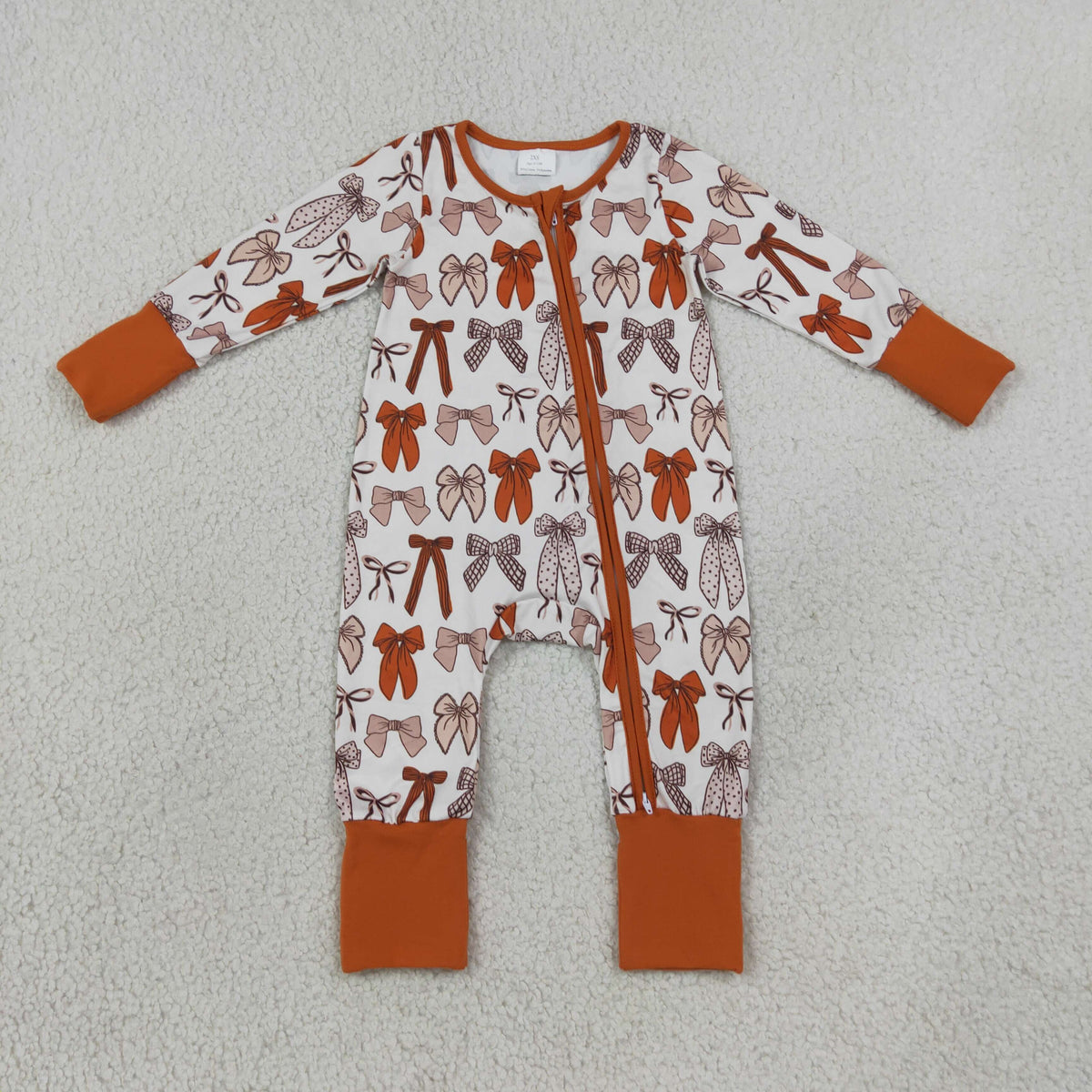 LR3158 Fall Coquette Bows Baby Footie Sleepers Romper 202609 RTS