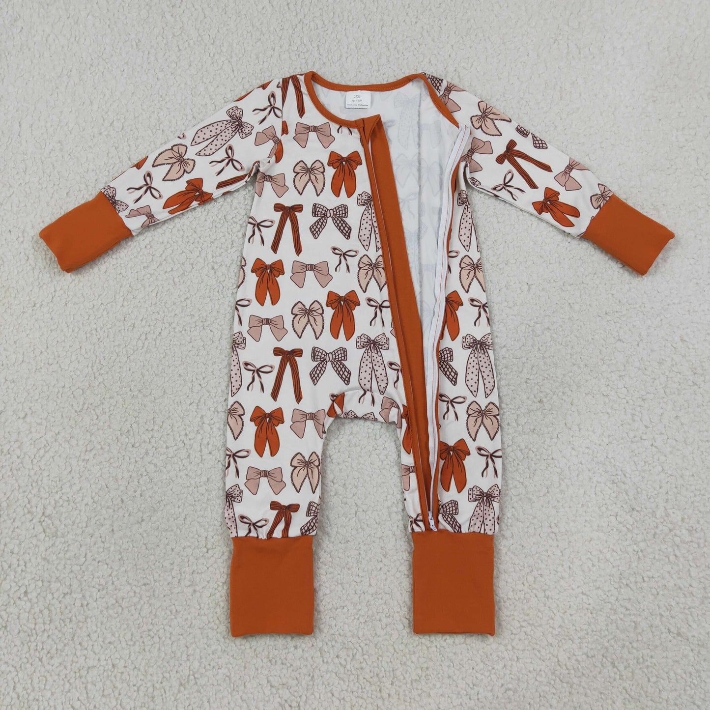 LR3158 Fall Coquette Bows Baby Footie Sleepers Romper 202609 RTS