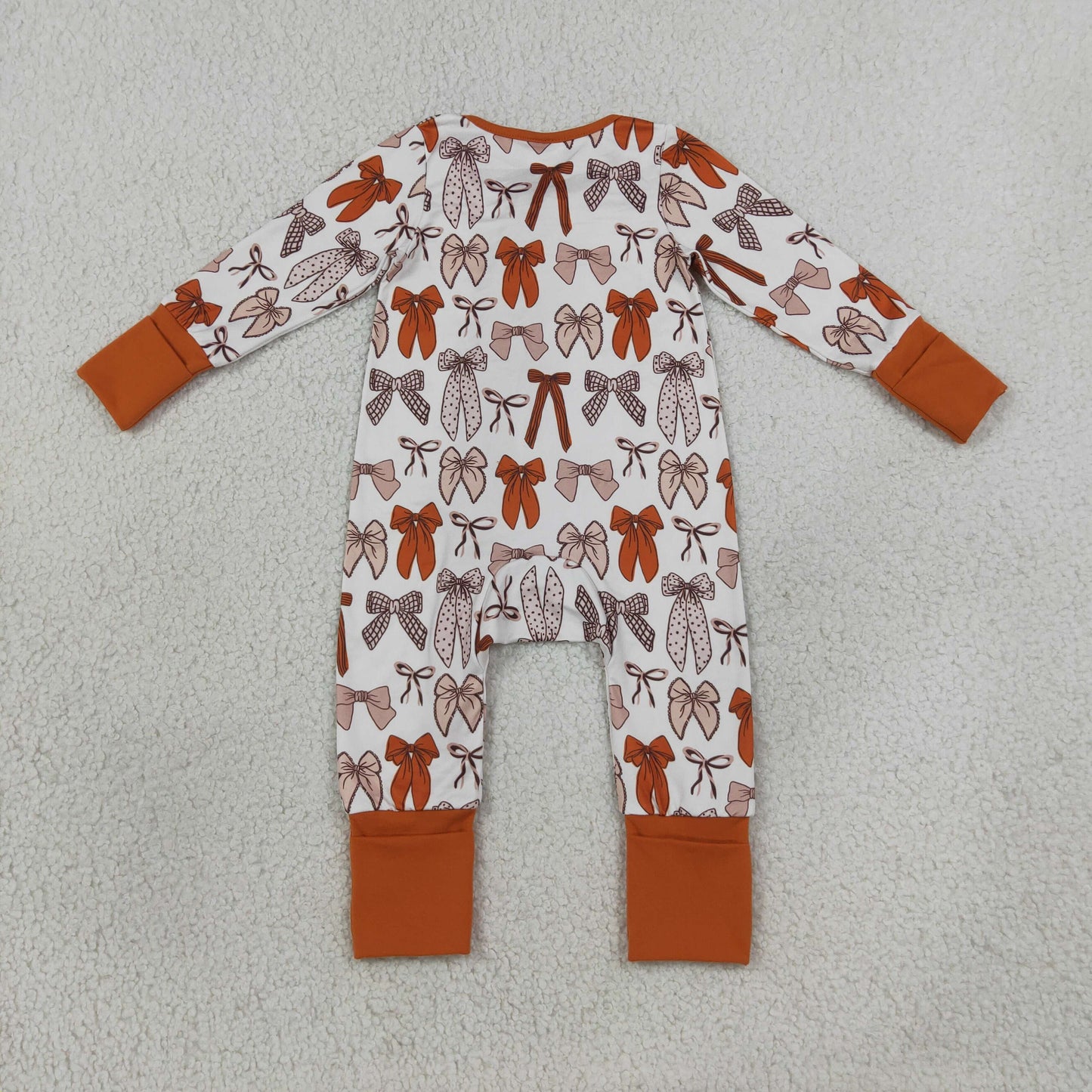 LR3158 Fall Coquette Bows Baby Footie Sleepers Romper 202609 RTS