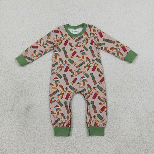 LR3209 Christmas Santa Hat Mallard Ducks Baby Boys Romper