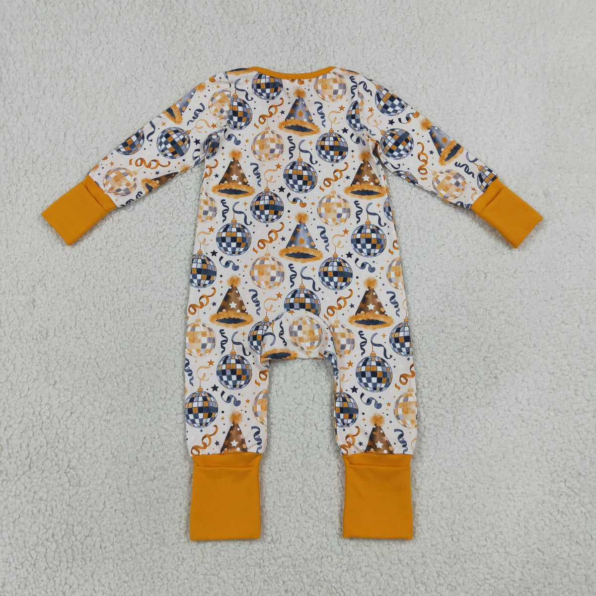 LR3212 Happy New Years Gold Baby Footie Sleepers Romper