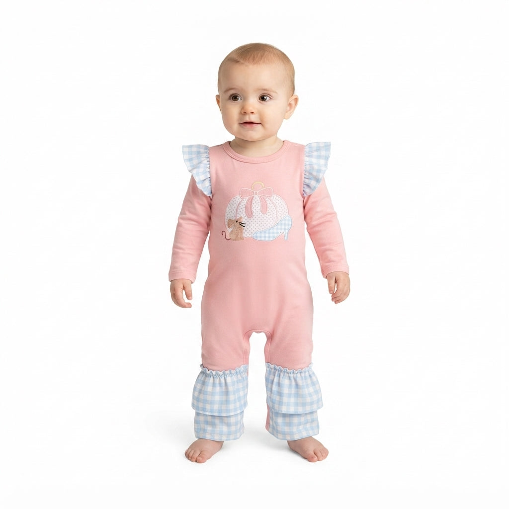 LR3217 Fall Pumpkin Mouse High Heel Baby Girls Romper