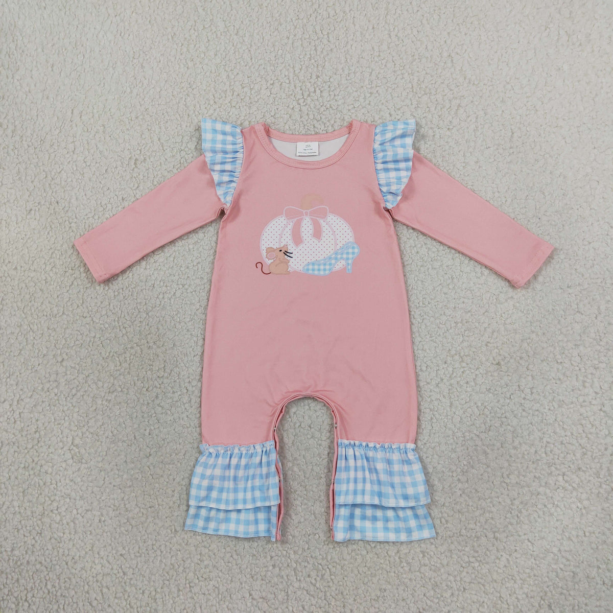 LR3217 Fall Pumpkin Mouse High Heel Baby Girls Romper
