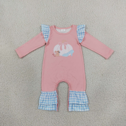 LR3217 Fall Pumpkin Mouse High Heel Baby Girls Romper