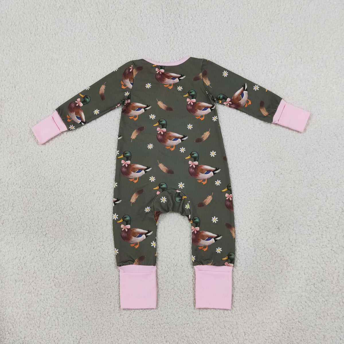 LR3225 Hunting Mallard Ducks Baby Footie Sleepers Romper
